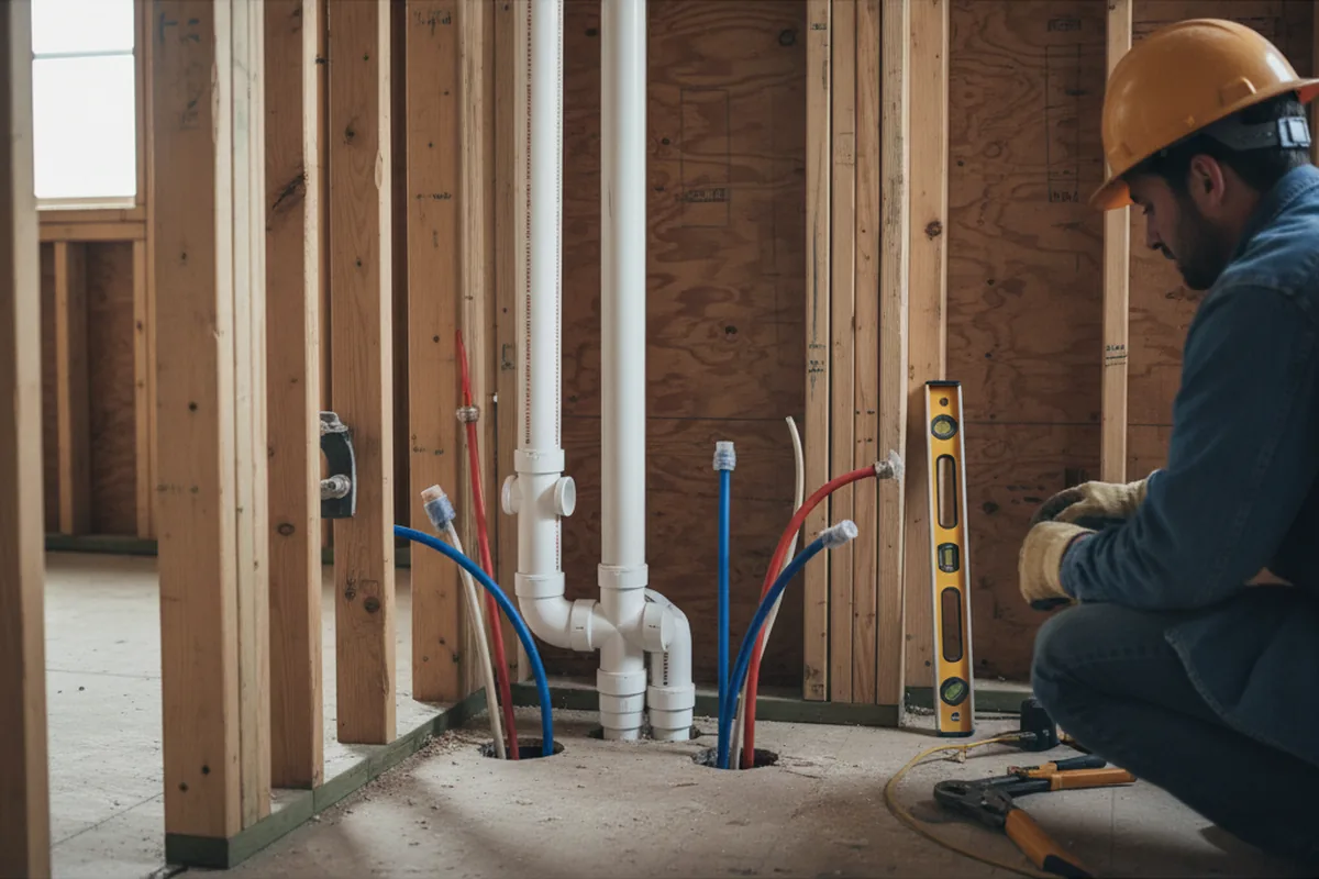 Drain and supply rough-in during Drain Cleaning in Shelbyville
